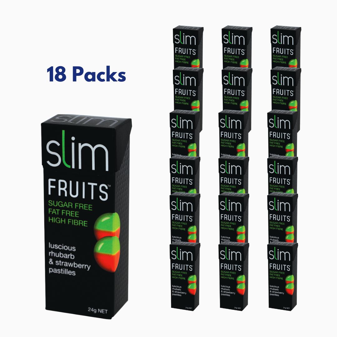SLIM FRUITS® Luscious Rhubarb and Strawberry Pastilles 24g x 18 Pack