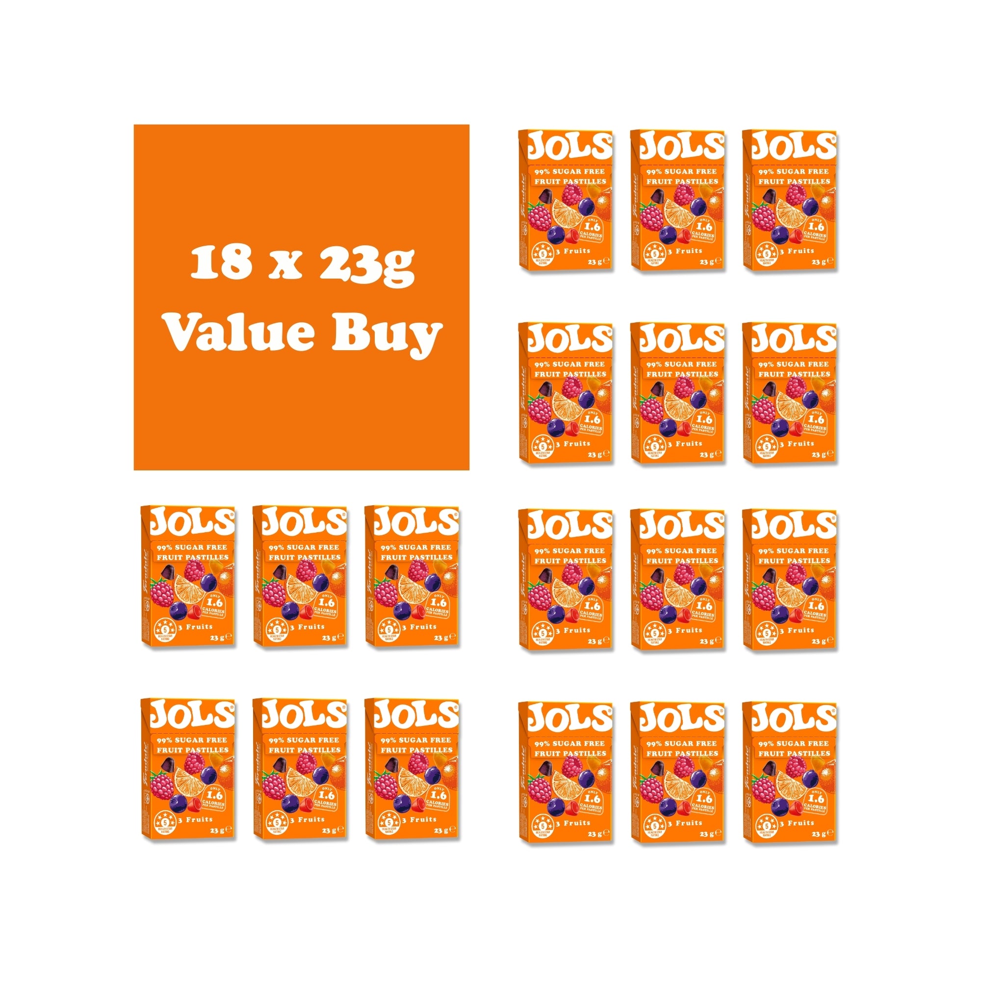 JOLS® pastilles 3 Fruits 23g x 18 Pack