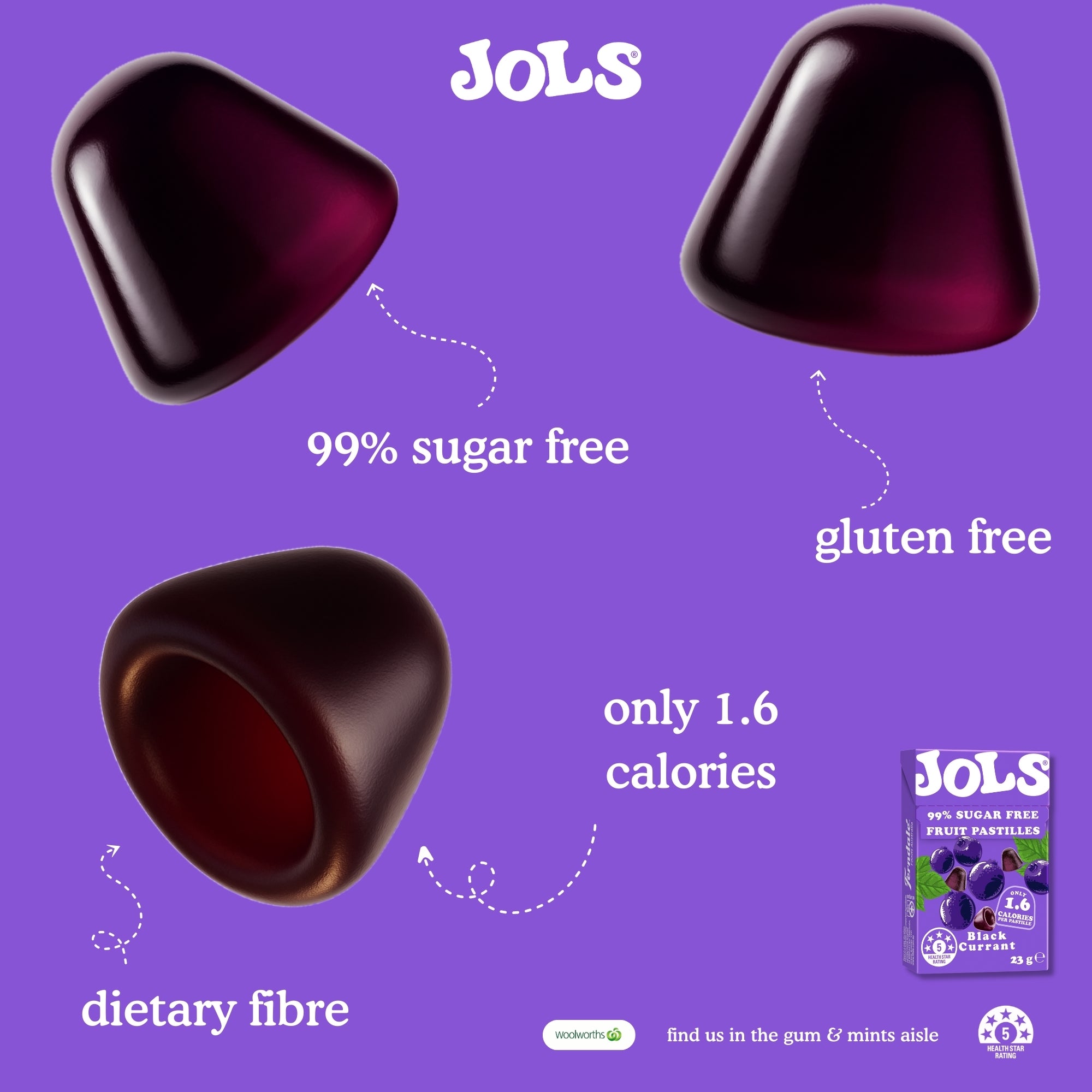 JOLS® pastilles Blackcurrant 23g x 18 Pack