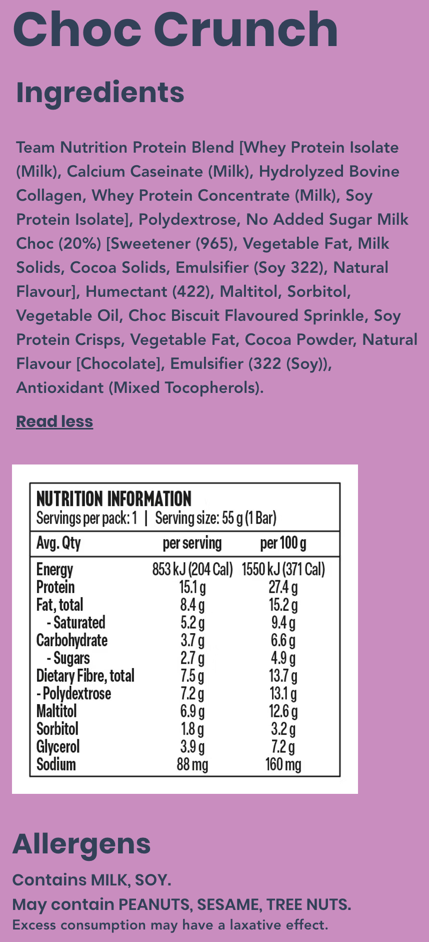 TEAM NUTRITION® Choc Crunch Soft Protein Snack - 12 pack