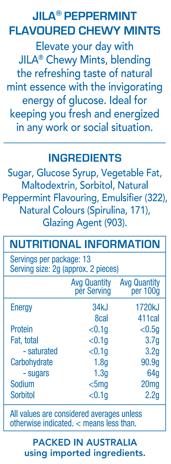 JILA® Chewy Mints Peppermint 22g x 18 Pack