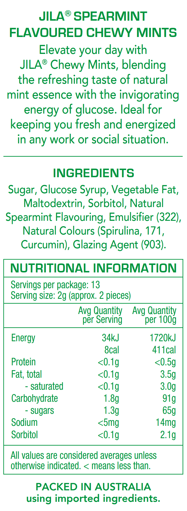 JILA® Chewy Mints Spearmint 22g x 18 Pack