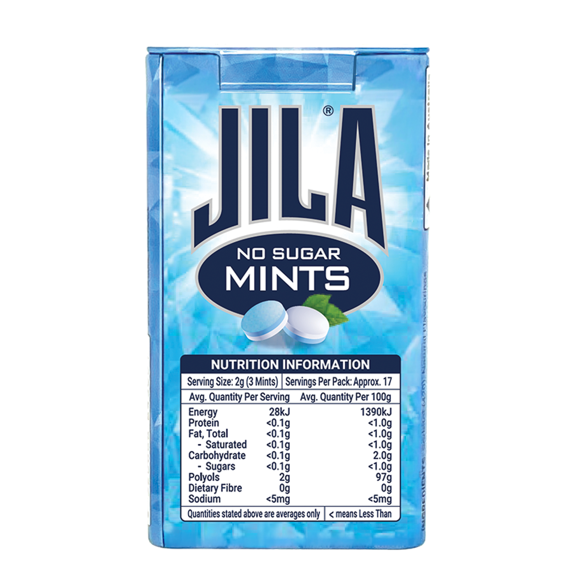 JILA® No Sugar Mints Peppermint 34g x 12 Pack