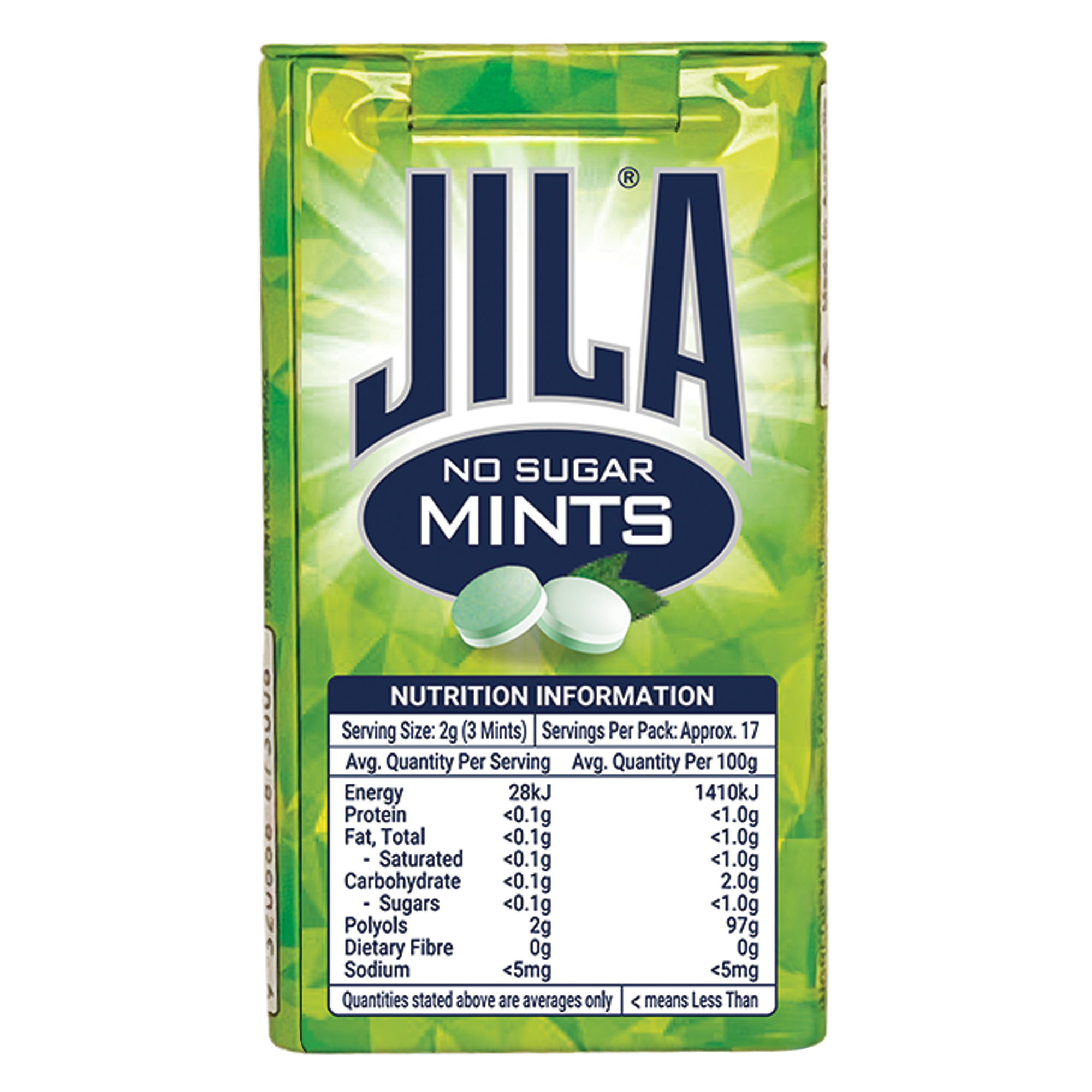 JILA® No Sugar Mints Spearmint 34g x 12 Pack